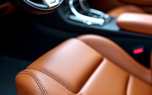 깨끗하게 청소된 고급 자동차의 가죽 시트